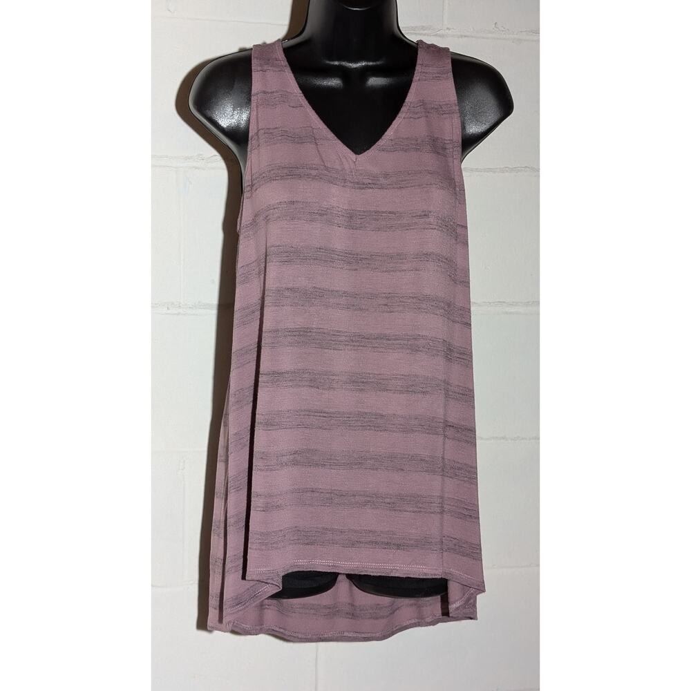 Knox Rose Striped Tank Top Sleeveless V Neck Blouse Shirt Tunic Purple Small